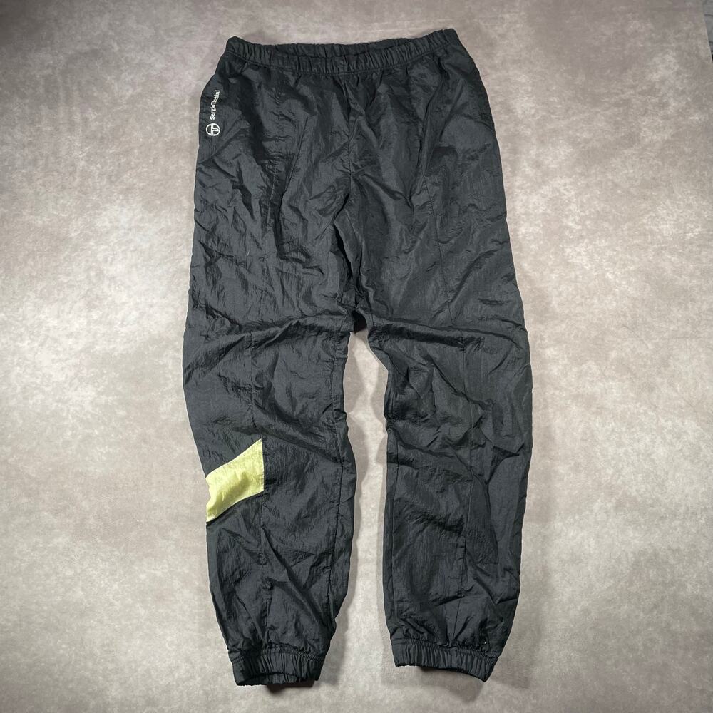 80’s Sergio Tachchini Black Lime Green Track Pants Waist 32”